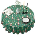 thumbnail image 1 of Green Christmas Santa and Icon Pattern Round Tablecloth 60"x60",Wrinkle Wipeable Table Cloth for Kitchen Dining Room Picnic Patio Party, 1 of 6