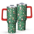 thumbnail image 1 of Green Christmas Santa and Icon Pattern Tumbler with Handle and Lid,40oz Double Wall Vacuum Insulated Tumbler,Cups Gift for Women and Men, 1 of 7