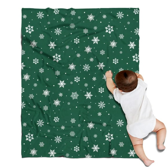 Green Christmas Snowflake Pattern Blanket,Comfortable Soft Flannel Throw Blanket,All Season,Warm Lightweight Blankets for Sofa Bed Couch Living Room Chair,30"x40"
