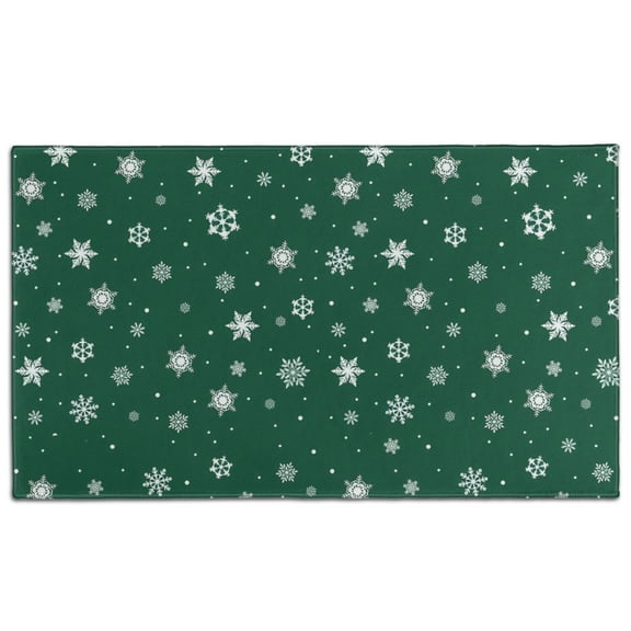 Green Christmas Snowflake Pattern Door Rugs,Washable Non Slip Door Mats Indoor,Decorative Door Mats,Entry Mat Indoor for Entrance,Bedroom,Kitchen,Bathroom,17"x30"