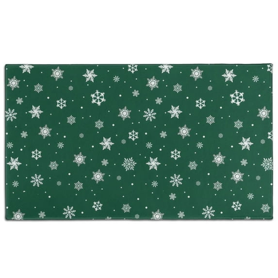 Green Christmas Snowflake Pattern Door Rugs,Washable Non Slip Door Mats Indoor,Decorative Door Mats,Entry Mat Indoor for Entrance,Bedroom,Kitchen,Bathroom,17"x30"