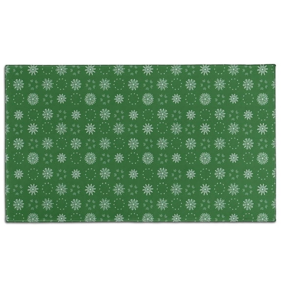 Green Christmas Snowflake Pattern Door Rugs,Washable Non Slip Door Mats Indoor,Decorative Door Mats,Entry Mat Indoor for Entrance,Bedroom,Kitchen,Bathroom,17"x30"