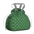 thumbnail image 1 of Green Christmas Snowflake Pattern Drawstring Lunch Bag Women - Drawstring Lunch Bag Insulated for Work Office - Stain-Resistant Large Lunchbags for Women with Multi-Pockets, 1 of 6