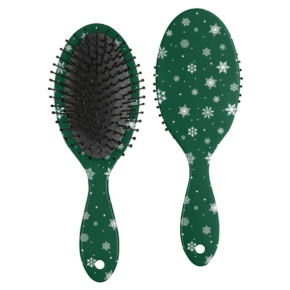 Green Christmas Snowflake Pattern Hair Brush,Girls Detangling Hair Brush,Glide Through Tangles with Ease for Wet & Dry Hair,8.8"X2.8"