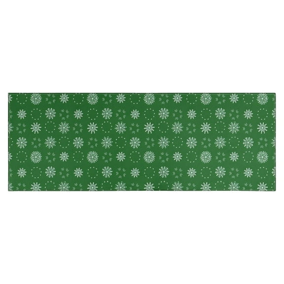 Green Christmas Snowflake Pattern Kitchen Rug Mat,Kitchen Runner Rugs Non Skid Washable,Decorative Kitchen Floor Mats for Kitchen,Sink,Laundry,17"X47"