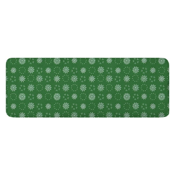 Green Christmas Snowflake Pattern Kitchen Rug Mat,Kitchen Runner Rugs Non Skid Washable,Decorative Kitchen Floor Mats for Kitchen,Sink,Laundry,17"x47.2"