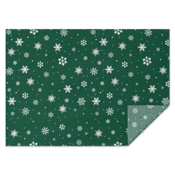 Green Christmas Snowflake Pattern Rectangle Tablecloth 60"x84",Waterproof Polyester Rectangle Table Cloth, Wipeable Spillproof Polyester Tablecloth for Dining, Camping, Indoor and Outdoor