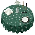 thumbnail image 1 of Green Christmas Snowflake Pattern Round Tablecloth 60"x60",Wrinkle Wipeable Table Cloth for Kitchen Dining Room Picnic Patio Party, 1 of 6