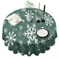 thumbnail image 1 of Green Christmas Snowflake Pattern Round Tablecloth 60"x60",Wrinkle Wipeable Table Cloth for Kitchen Dining Room Picnic Patio Party, 1 of 6