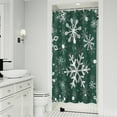thumbnail image 1 of Green Christmas Snowflake Pattern Shower Curtain 36"x72" ,Bathroom Decorative Shower Curtains Set with 12 Hooks,Modern Waterproof Washable Shower Curtain, 1 of 6