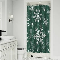 Green Christmas Snowflake Pattern Shower Curtain 36"x72" ,Bathroom Decorative Shower Curtains Set with 12 Hooks,Modern Waterproof Washable Shower Curtain