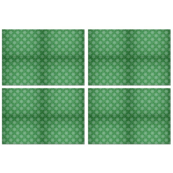 Green Christmas Snowflake Pattern Summer Placemats Table Placemats Set Of 4-Linen Kitchen Washable Placemats Table Mats 11.8"x17.7" Non-Slip Heat Resistant