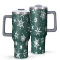 thumbnail image 1 of Green Christmas Snowflake Pattern Tumbler with Handle and Lid,40oz Double Wall Vacuum Insulated Tumbler,Cups Gift for Women and Men, 1 of 7