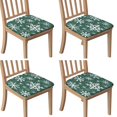 thumbnail image 1 of Green Christmas Snowflake Seat Covers for Dining Room Chairs Set Of 4,Stretch Printed Washable Chair Seat Cover with Elastic Ties and Button,Removable Waterproof Couch Cushion Covers, 1 of 6