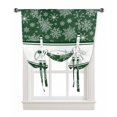 Green Christmas Snowflake Tie Up Curtains for Kitchen Bathroom Bedroom