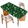 thumbnail image 1 of Green Christmas Table Cloths for 5 Foot Rectangle Tables, Xmas Tree Snowflakes Winter Holiday Patio Waterproof Elastic Fitted Tablecloths, Washable Rectangular Table Cover for Camping, 1 of 8
