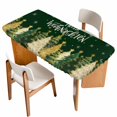 thumbnail image 1 of Green Christmas Table Cloths for 6 Foot Rectangle Tables, Xmas Tree Snowflake Farmhouse Patio Waterproof Elastic Fitted Tablecloths, Washable Rectangular Table Cover for Camping, 1 of 8