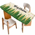 thumbnail image 1 of Green Christmas Table Cloths for 8 Foot Rectangle Tables, Xmas Tree Snowflake Stars Winter Rustic Patio Waterproof Elastic Fitted Tablecloths, Washable Rectangular Table Cover for Camping, 1 of 8