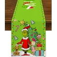 thumbnail image 1 of Green Christmas Table Runner Welcome to Whoville Believe Theme Party Decoration Xmas Winter Holiday Home Kitchen Island Decor 72Inches Long (Green, 13" x 72"), 1 of 5