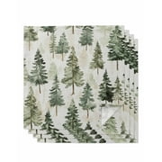 Green Christmas Tree Cloth Napkins Set of 4, Watercolor Xmas Tree Rustic Washable Reusable Dinner Cocktail Napkin for Kitchen Party Wedding Banquet Holiday Baby Shower Table Decor
