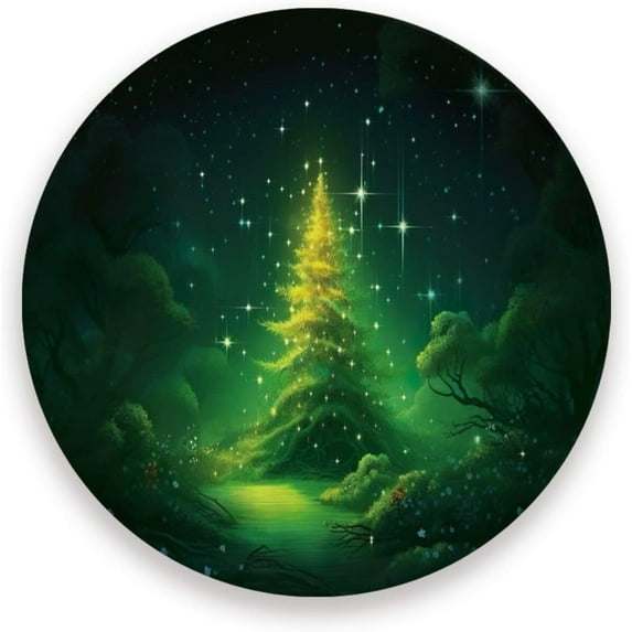 Green Christmas Tree Coasters Absorbent Moisture Non-Slip Drink Coaster Ceramic Stone with Cork Base Desktop Protection Prevent Furniture Damage 2PCS Home Decor