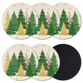thumbnail image 1 of Green Christmas Tree Coasters Set of 6, Absorbent Coasters for Drinks, Golden Xmas Tree Winter Snowflake Rustic Coaster for Desk Coffee Table Protection, Home Decor House Warming Gifts 4", 1 of 8