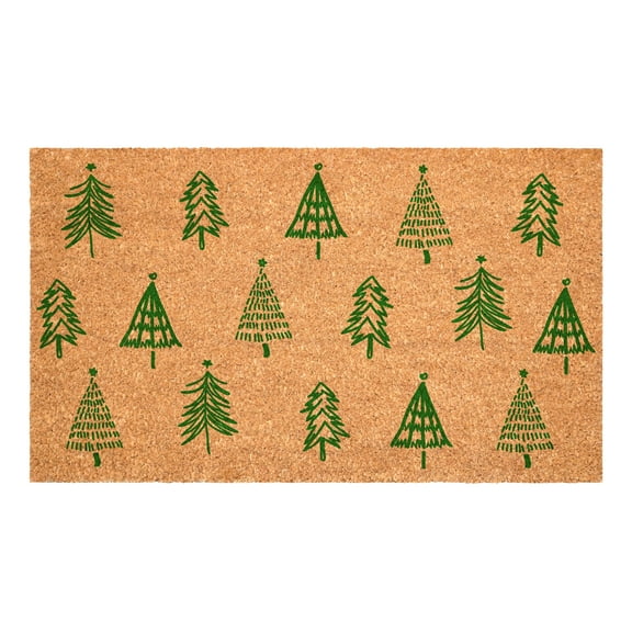 Green Christmas Tree Farm Doormat 24" x 36"