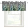 thumbnail image 1 of Green Christmas Tree Farmhouse Short Window Curtain Valances, Winter Snowflakes Grey Watercolor Pine Rod Pocket Kitchen Valances for Living Room Bedroom Bathroom Cafe 54" x 18", 1 of 8