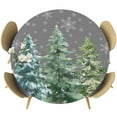 thumbnail image 1 of Green Christmas Tree Fitted Tablecloth with Elastic Edged, Round Table Cloth for Dining Table, Winter Snowflakes Grey Watercolor Pine Waterproof Oil Proof Table Cover for Indoor Outdoor 36"-44", 1 of 9