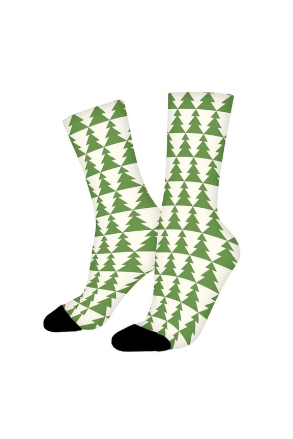 Green Christmas Tree Funny Novelty Crew Socks for Women Men Sports