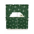 thumbnail image 1 of Green Christmas Tree Kitchen Curtains Swag Valance and Tier Curtains Set 24 Inch Length, Winter Cane Candy Xmas Pine Stars Rod Pocket Drape Panels Pair Swag Curtains for Bathroom/Cafe/Window, 1 of 6