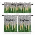 thumbnail image 1 of Green Christmas Tree Kitchen Curtains and Valances Set, Merry Christmas Pine Trees Snowing Grey Rod Pocket Window Valance Window Curtain Panels for Living Room Bedroom Laundry, 27.5x36in, 3 Pieces, 1 of 7