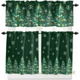 thumbnail image 1 of Green Christmas Tree Kitchen Curtains and Valances Set, Rod Pocket Curtains Tier Farmhouse Window Curtains 36 Inch Length, Winter Snowflake Star Ball 3 Piece Kitchen Curtains Set, 1 of 6