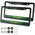 thumbnail image 1 of Green Christmas Tree License Plate Frame, Aluminum Car Tag Frames, 2 Pack Universal Car License Plate Covers with 2 Holes and Screws Decorative, 1 of 7