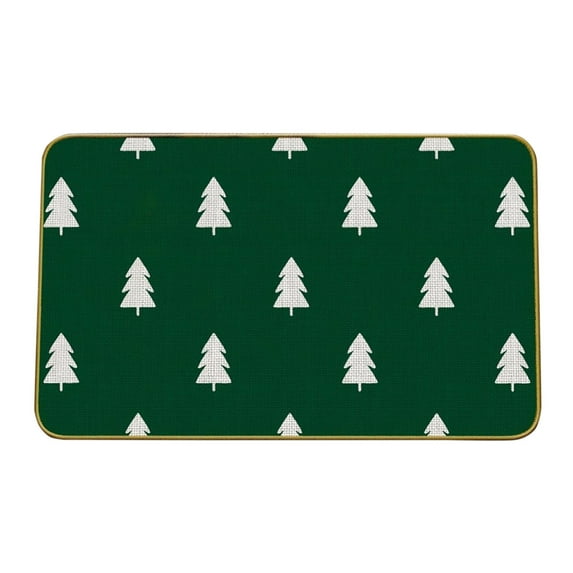 Green Christmas Tree Mat Non-Slip Doormat for Front Door Holiday Festive Decoration Winter Entry Rug