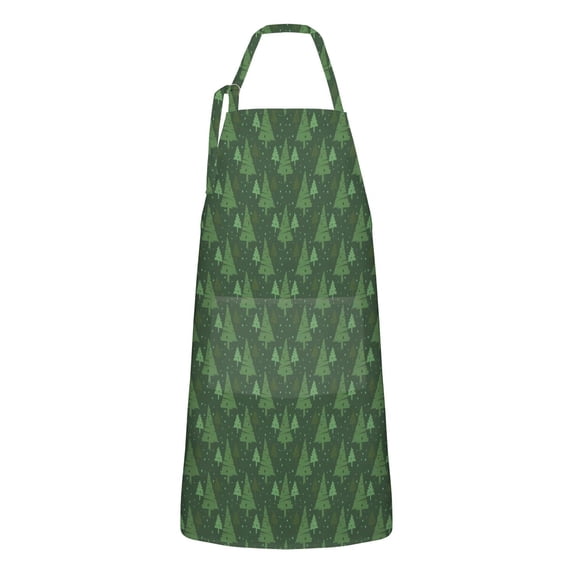 Green Christmas Tree Apron-Garden Aprons for Women with Pockets-Cotton Linen Waterproof Kitchen Cooking Gardening Aprons Adjustable for Kitchen,Cooking,BBQ and Salon 32"x27"