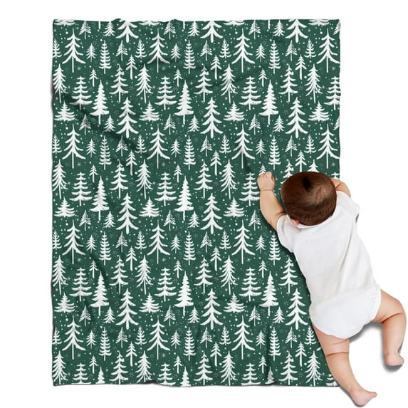 Green Christmas Tree Pattern Blanket,Comfortable Soft Flannel Throw Blanket,All Season,Warm Lightweight Blankets for Sofa Bed Couch Living Room Chair,30"x40"