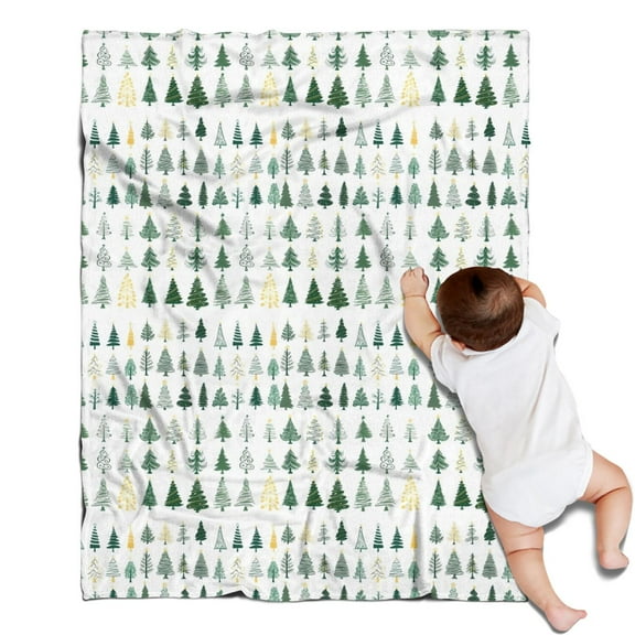 Green Christmas Tree Pattern Blanket,Comfortable Soft Flannel Throw Blanket,All Season,Warm Lightweight Blankets for Sofa Bed Couch Living Room Chair,30"x40"