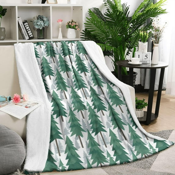 Green Christmas Tree Pattern Blanket,Comfortable Soft Flannel Throw Blanket,All Season,Warm Lightweight Blankets for Sofa Bed Couch Living Room Chair,50"x60"