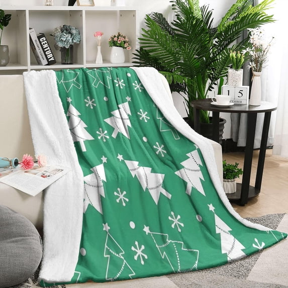 Green Christmas Tree Pattern Blanket,Comfortable Soft Flannel Throw Blanket,All Season,Warm Lightweight Blankets for Sofa Bed Couch Living Room Chair,50"x60"