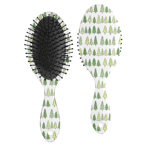 Green Christmas Tree Pattern Brush, Detangling Hair Brush, Scalp Massage Hair Comb, Round Tip Bristles Gifts for Daily Hair Care