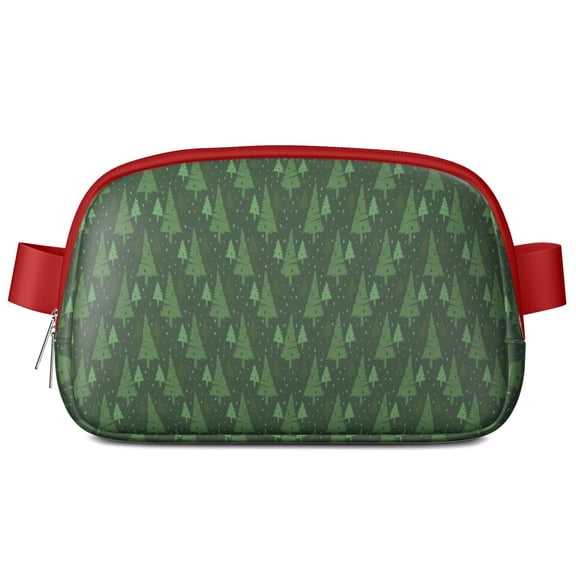 Green Christmas Tree Pattern Cute Fanny Packs for Women,Travel Waterproof Crossbody Fanny Bags Waist Purse for Women Anti Theft Adjustable Strap for Running Travel Cycling