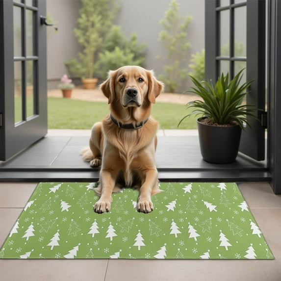 Green Christmas Tree Pattern Door Rugs,Washable Non Slip Door Mats Indoor,Decorative Door Mats,Entry Mat Indoor for Entrance,Bedroom,Kitchen,Bathroom,20"x32"