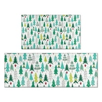Green Christmas Tree Pattern Kitchen Rugs Sets Of 2,Anti Fatigue Kitchen Mat Rugs Non Slip Washable,Decorative Kitchen Floor Mats for Kitchen,Sink,Laundry,17"x30" 17"x47"