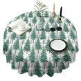 thumbnail image 1 of Green Christmas Tree Pattern Round Tablecloth 60"x60",Wrinkle Wipeable Table Cloth for Kitchen Dining Room Picnic Patio Party, 1 of 6