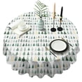 thumbnail image 1 of Green Christmas Tree Pattern Round Tablecloth 60"x60",Wrinkle Wipeable Table Cloth for Kitchen Dining Room Picnic Patio Party, 1 of 6