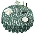 thumbnail image 1 of Green Christmas Tree Pattern Round Tablecloth 60"x60",Wrinkle Wipeable Table Cloth for Kitchen Dining Room Picnic Patio Party, 1 of 6