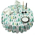 thumbnail image 1 of Green Christmas Tree Pattern Round Tablecloth 60"x60",Wrinkle Wipeable Table Cloth for Kitchen Dining Room Picnic Patio Party, 1 of 6
