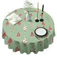 thumbnail image 1 of Green Christmas Tree Pattern Round Tablecloth 60"x60",Wrinkle Wipeable Table Cloth for Kitchen Dining Room Picnic Patio Party, 1 of 6