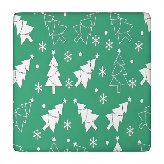 Green Christmas Tree Pattern Square Fitted Tablecloth with Elastic Edge,Square Table Cover,Washable Elastic Table Cover for Home Kitchen Party Decor 34"x34"